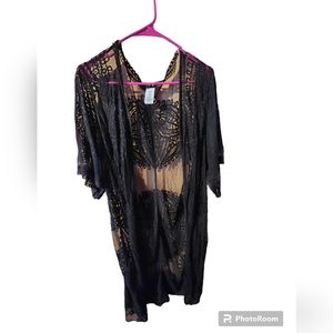 Time and Tru Black Lace Kimono size L-XL